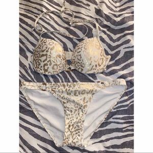 Gold and white leopard bikini NEVER WORN